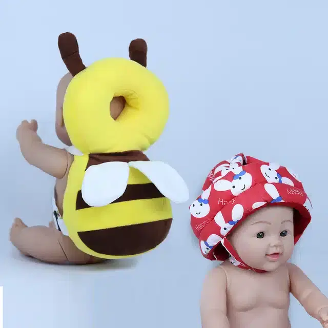 Infants Head & Back Safety Protector Pillow and Safety Helmet, Pack of 2 (Multicolor)