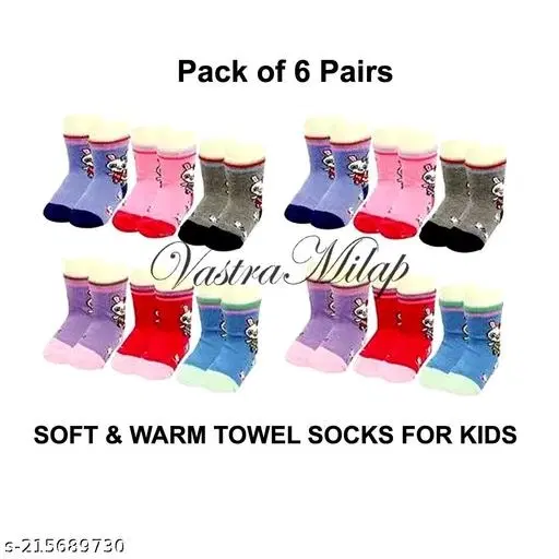 Woolen Socks for Kids, Set of 6 (Multicolor, 0-3 Months)