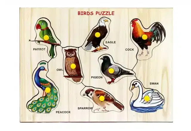 Wooden Birds Puzzle Board Game for Kids, Multicolor