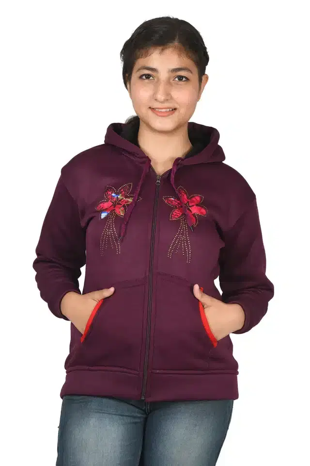 Full Sleeves Hoodies for Women (Purple, S)