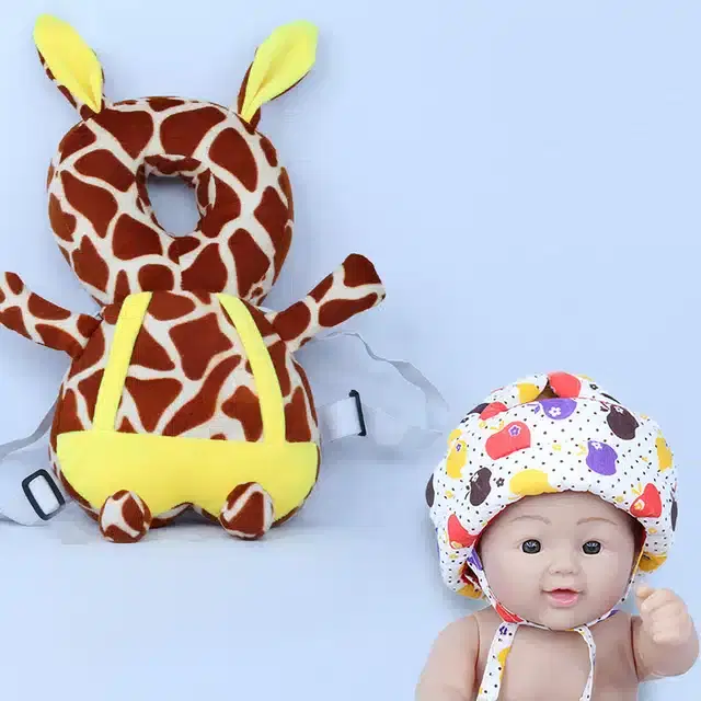Infants Head & Back Safety Protector Pillow and Safety Helmet, Pack of 2 (Multicolor)