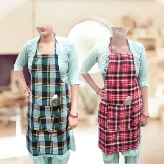 Cotton Kitchen Aprons, Multicolor, Pack of 2