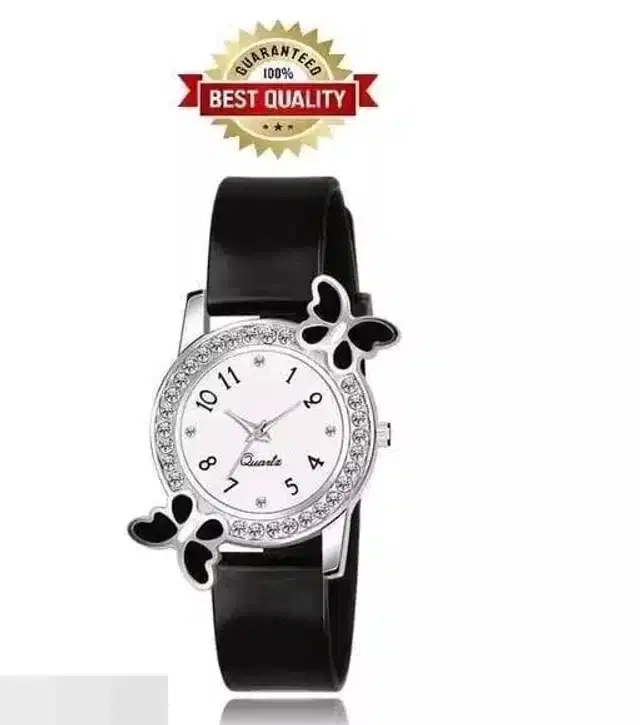 Analog Watch for Women & Girls (Black)