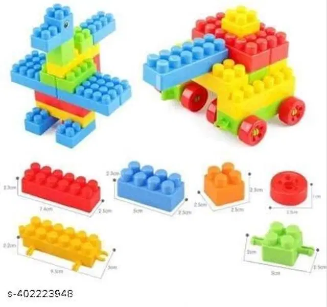 Plastic 100 Pcs Block Toys for Kids, Multicolor, Set of 1