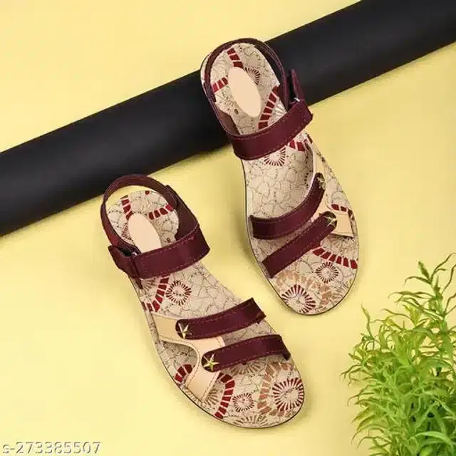 Floaters for Women (Maroon & Beige, 8)