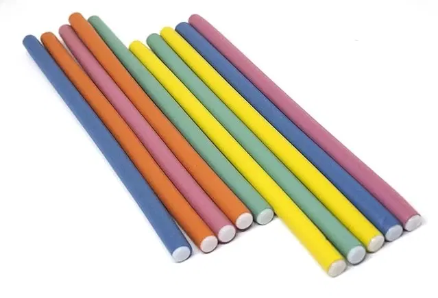 Rubber Hair Curling Twist Flexi Sticks, Multicolor, Pack of 10