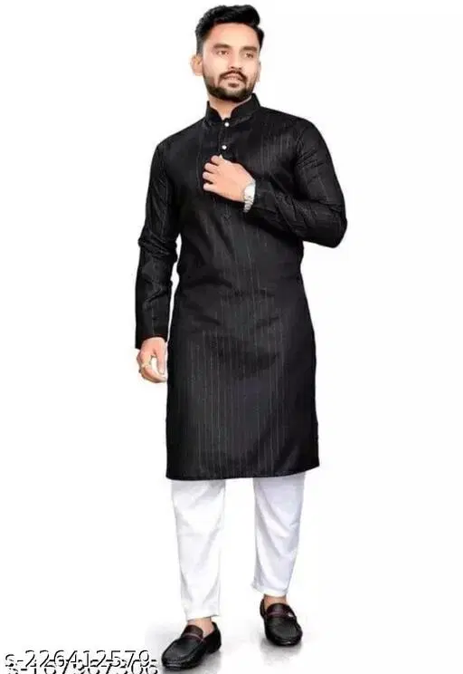 Kurta for Men (Black, XL)