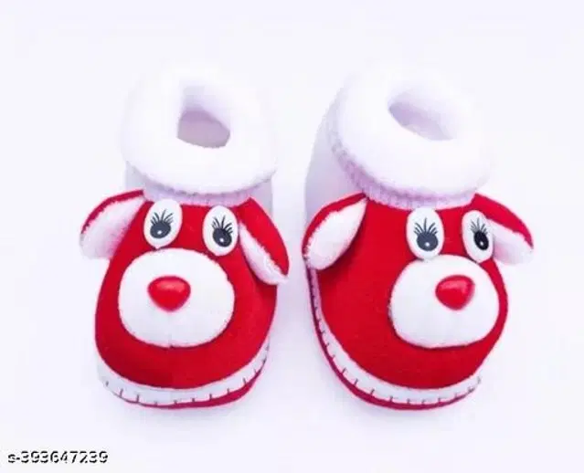 Booties for Infants (Red & White, 3-6 Months)