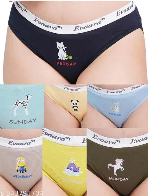 Evaara Cotton Briefs for Women, Pack of 7 (Multicolor, 28)