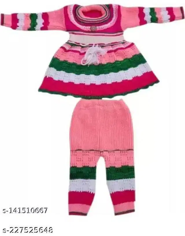 Woolen Sweater & Pant for Girls (Multicolor, 9-12 Months)