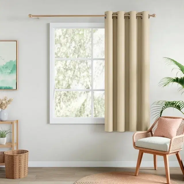 Rivermoor 100% Polyester Blackout Solid Pack Of 1 Window Curtains Essential Drape Beige 114 X 152 Cm