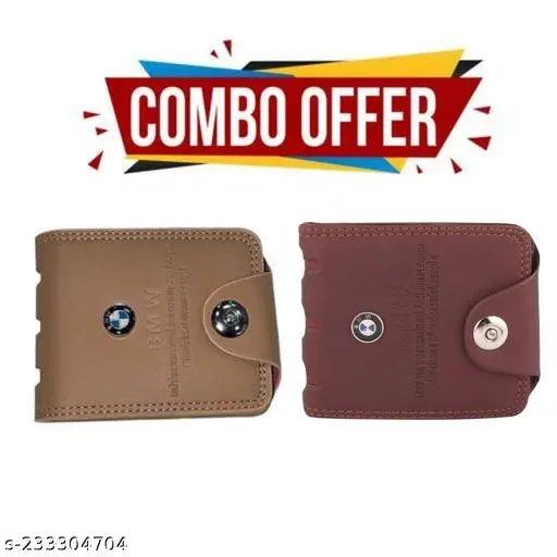 Faux Leather Wallet for Men, Pack of 2 (Multicolor)
