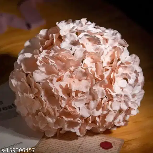 Polyester Artificial Flowers Bunch, Cream, Pack of 5