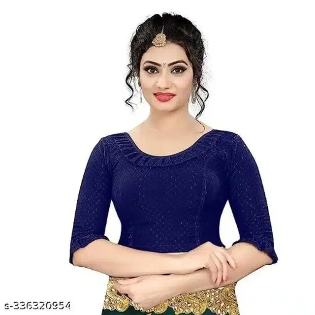 Three-Quarter Sleeves Blouse for Women (Navy Blue, 26)