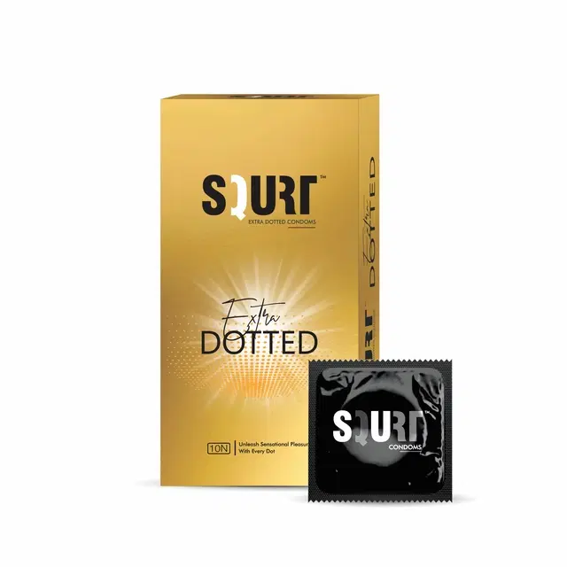 SQURT Dotted 10 Pcs Condoms for Men, Transparent, Set of 1