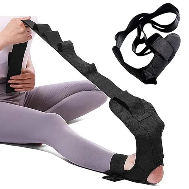Yoga Stretch Strap with Foot Loop Support ,(Black)