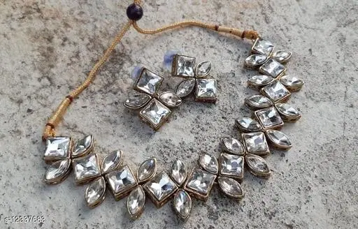 Beautiful Kundan Necklace for Women & Girls, White