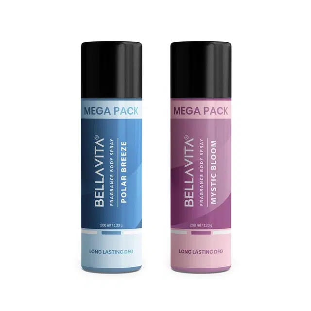 Bellavita Polar Breeze & Mystic Bloom Men Deodorant 2X200 ml (Pack of 2)