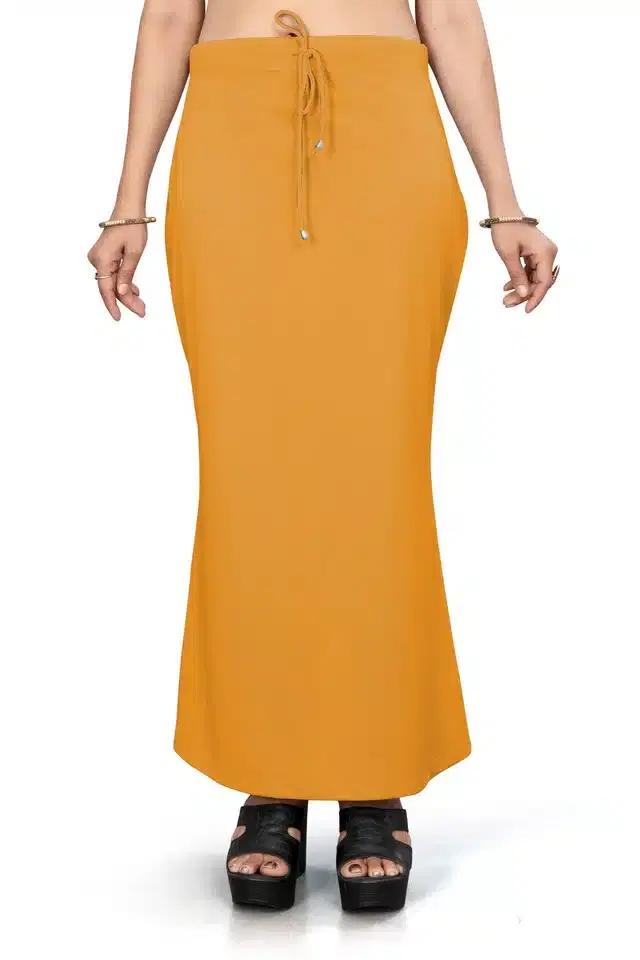 Lycra Solid Saree Petticoat for Women (Mustard, S)