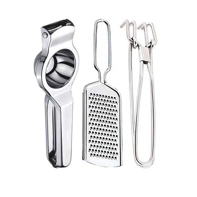 Oc9 Stainless Steel Lemon Squeezer & Cheese Grater & Pakkad Kitchen Tool Set (O-6)