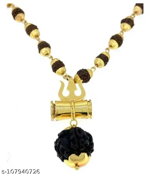 Rudraksha Mala With Shiv ji Damaru Locket for Men (Black)