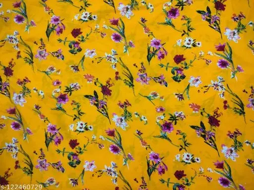Crepe Kurti Fabric for Women (Yellow, Un Stitched)