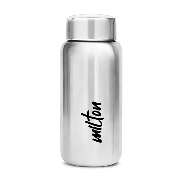 Milton Aqua 500 Stainless Steel Water Bottle 500 ml, Single Walled, ISI Certified I Leak Proof Lid, Rust Proof I For School, Office, Gym I Steel