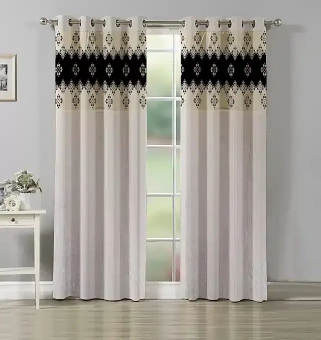Window Curtains, Pack of 2, Cream, 5 feet