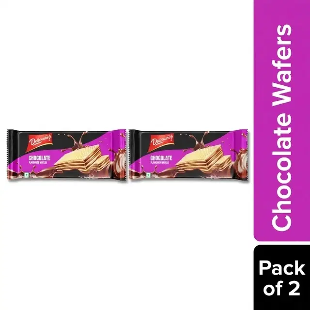 Delicrunch Chocolate Flavoured Crunchy Wafers 2X60 g (Pack of 2)