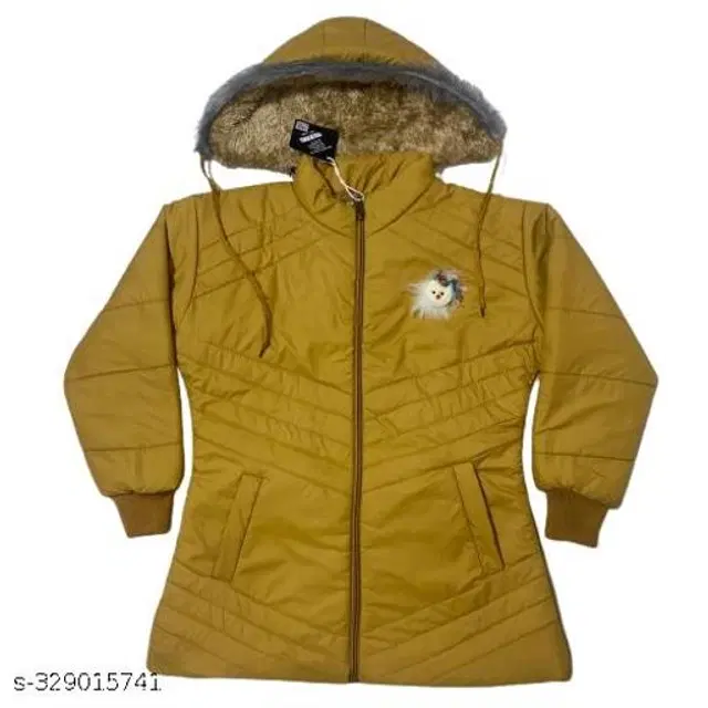 Polyester Jacket for Girls (Mustard, 18-24 Months)