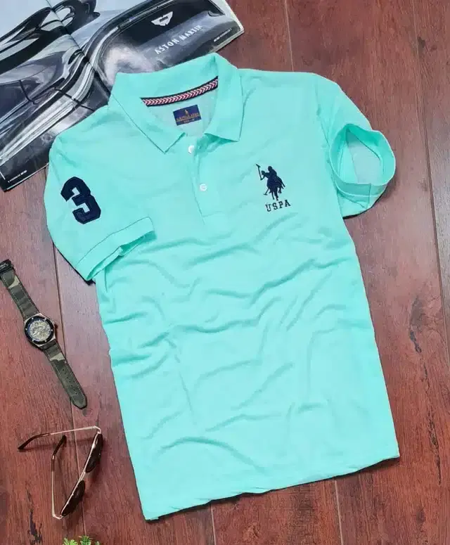 Half Sleeves Casual T-shirt for Men (Sea Green, M)