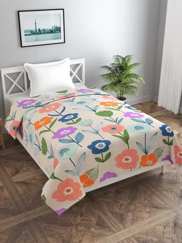 Printed Single Duvet Cover with Zipper, Multicolor, 60x90 Inches