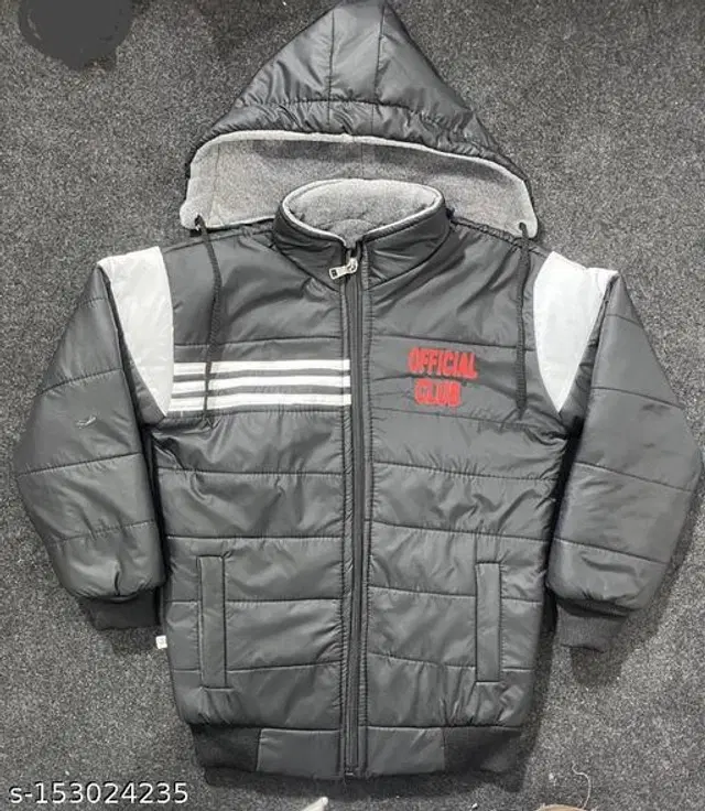 Polyester Jacket for Boys (Black & White, 0-6 Months)