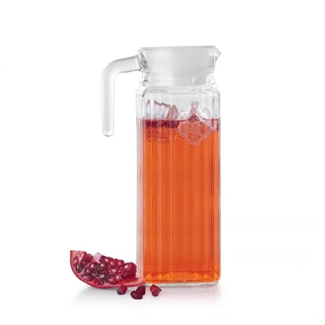 Cello Enjoy Glass Jug, 1 L | Pack Of 1 | Lead-Free Glass With Comfortable Handle | Water, Juice & Lemonade Jug For Dining Table & Parties
