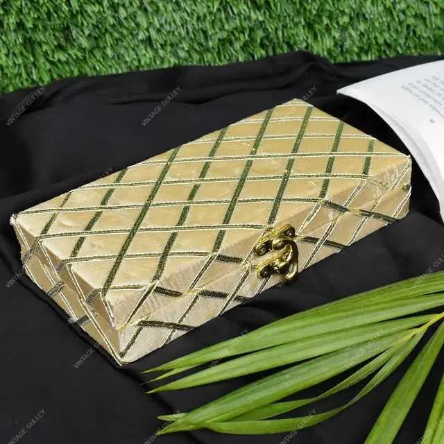 Cotton Silk Wooden Decorative Box for Wedding, Cream, A-70