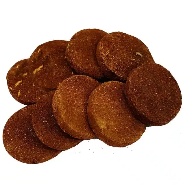 Religious Cow Dung Hawan Cake, Brown, 6x6 cm, Pack of 9