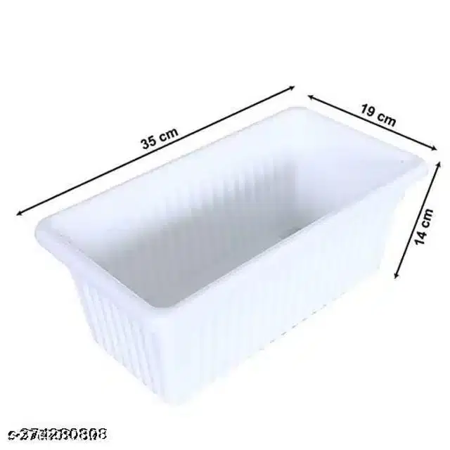 Plastic Rectangular Pot, White