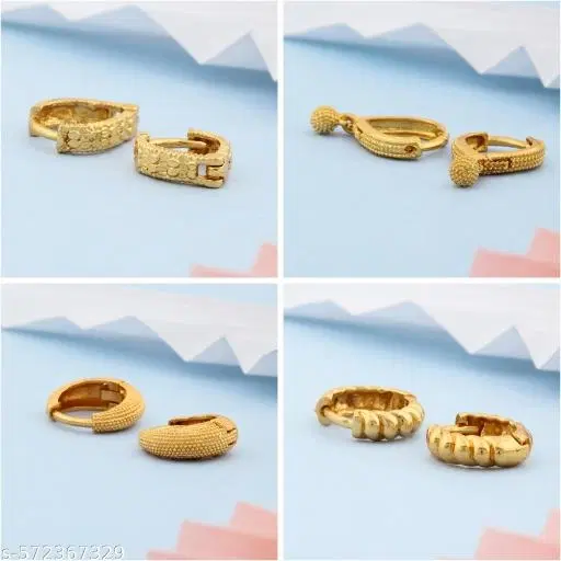 Gold-Plated Earrings/Studs/Bali Combo For Women'S/Girls