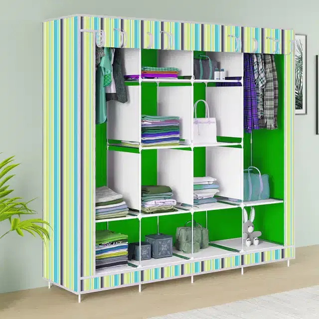 Carbon Steel 3 Door 12 Shelf Printed, Green