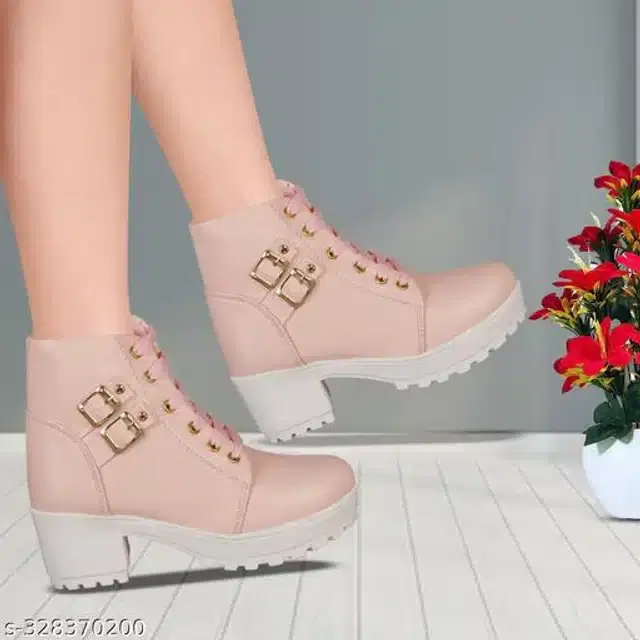 Boots for Women (Peach, 3)