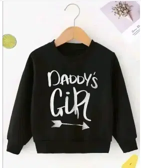 Round Neck Printed Sweatshirt for Girls (Black, 12-18 Months)