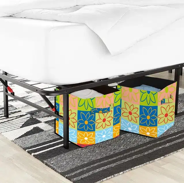 PVC Printed Multipurpose Storage Box, Multicolor, Pack of 2