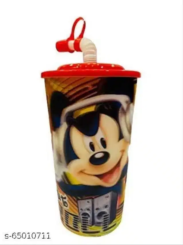 Sipper Glass with Flexible Straw for Kids, Multicolor, 600 ml