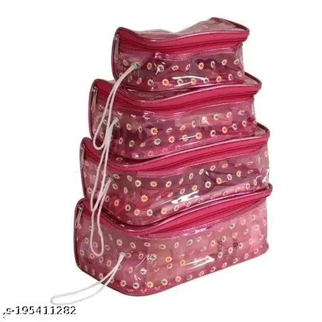 PVC Multipurpose Storage Pouch, Multicolor, Pack of 4