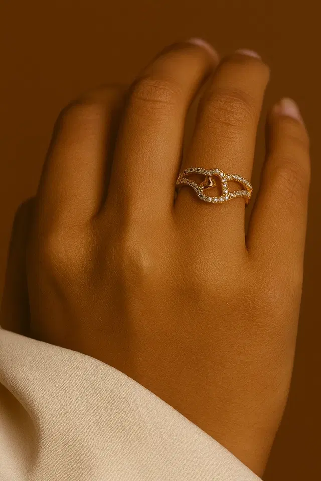 Gold Plated Rings for Women, Gold, Set of 2)