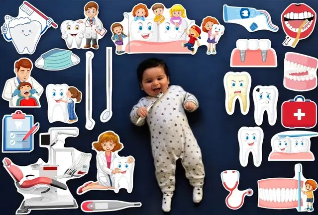 TodFod Dentist Theme 20+ Pc Theme Photo Booth Cards/Props Baby Props