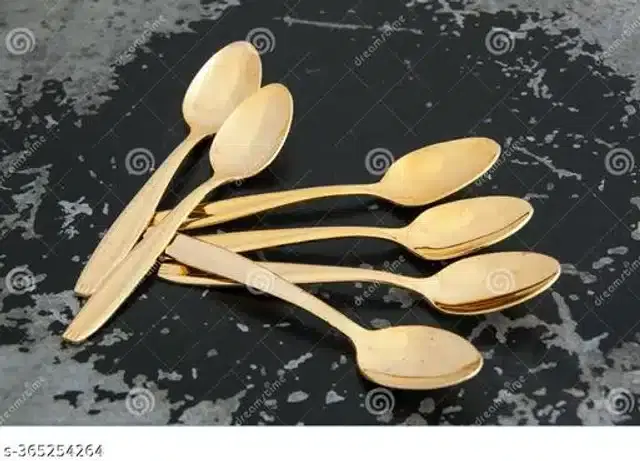 Stainless Steel Spoons, Golden, Pack of 6