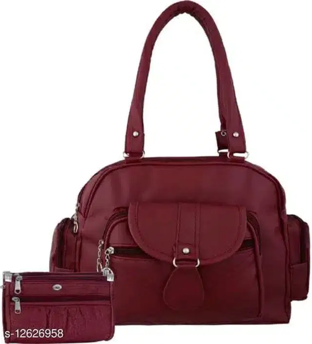 Handbag with Purse for Women, Set of 1,, Set of 1, (Set of 1, Maroon)