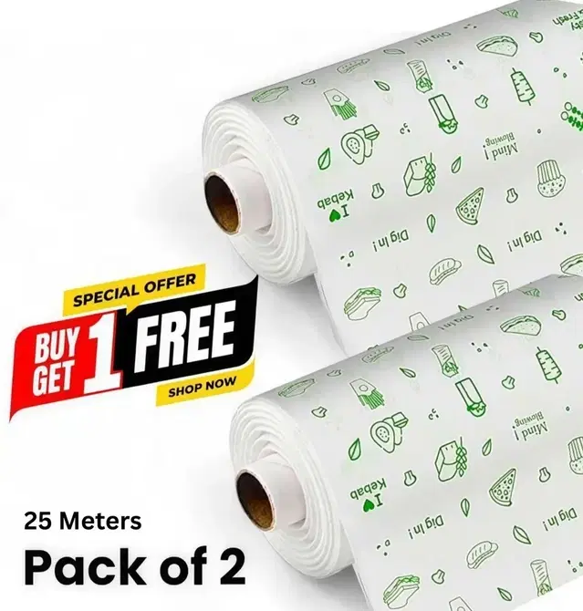 Butter paper wrapp paper foil paper wrapp 25 Meter, BOGO