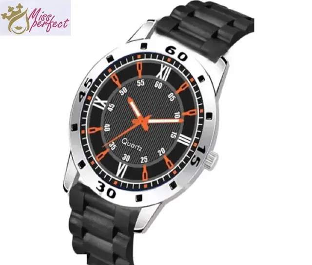 Analog Display Watch for Men (Orange, Free Size)